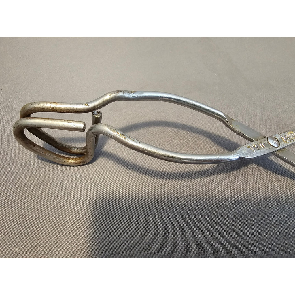 Vintage Ekco 8" (inch) Angled Stainless Steel Tongs - USA
