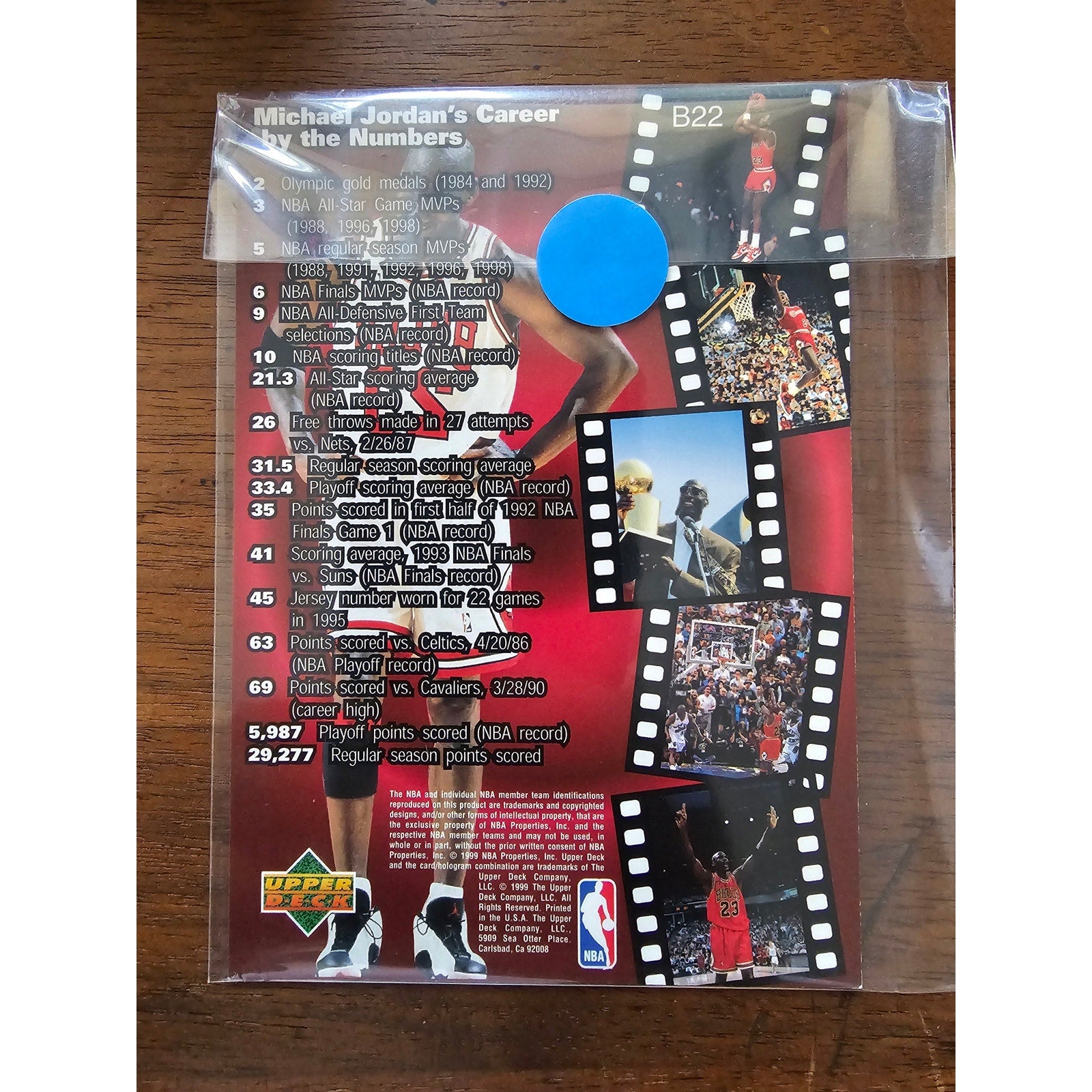 Michael Jordan 1999 Upper Deck #B22 - Six Championships - MJ Retires - Jumbo