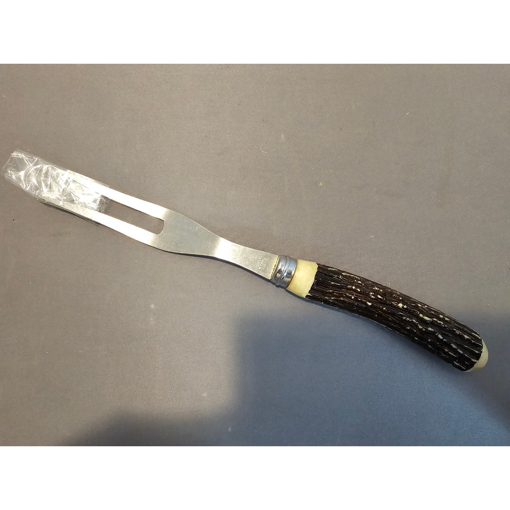 Vintage 2-Prong Meat Serving/Carving Fork w/Antler Style Handle - Japan