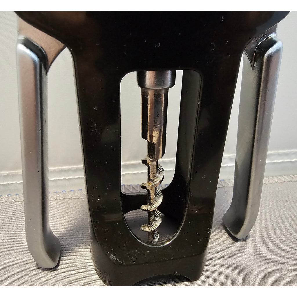Goodcook Black/Silver Corkscrew Wine Bottle Opener w/Fins - Push Down - 6-1/2"