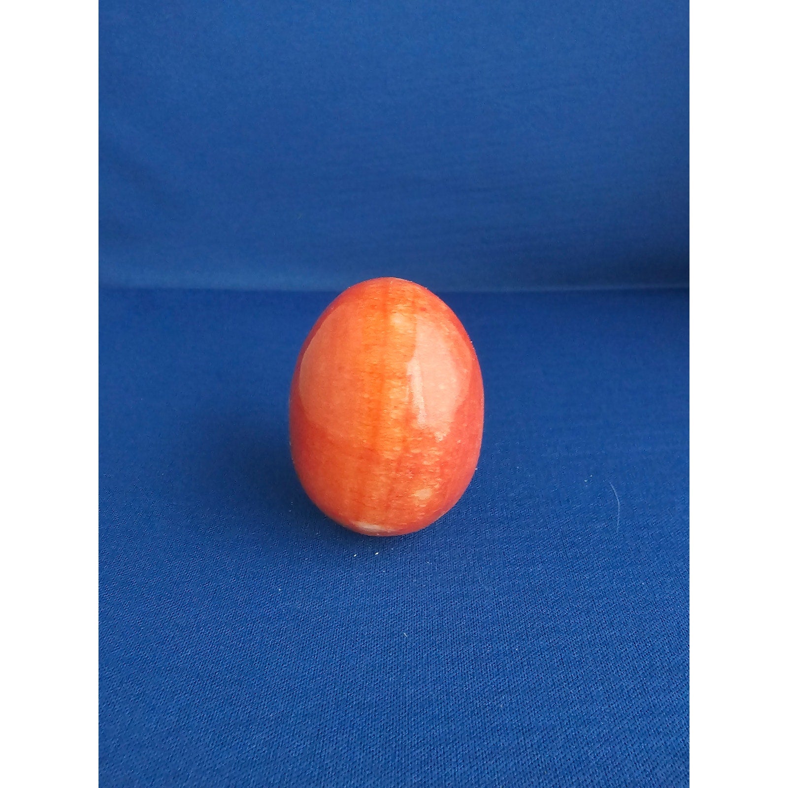 Vintage Alabaster Marble Carved Stone Fruit - Small 2-1/4" wide - Red/Orange