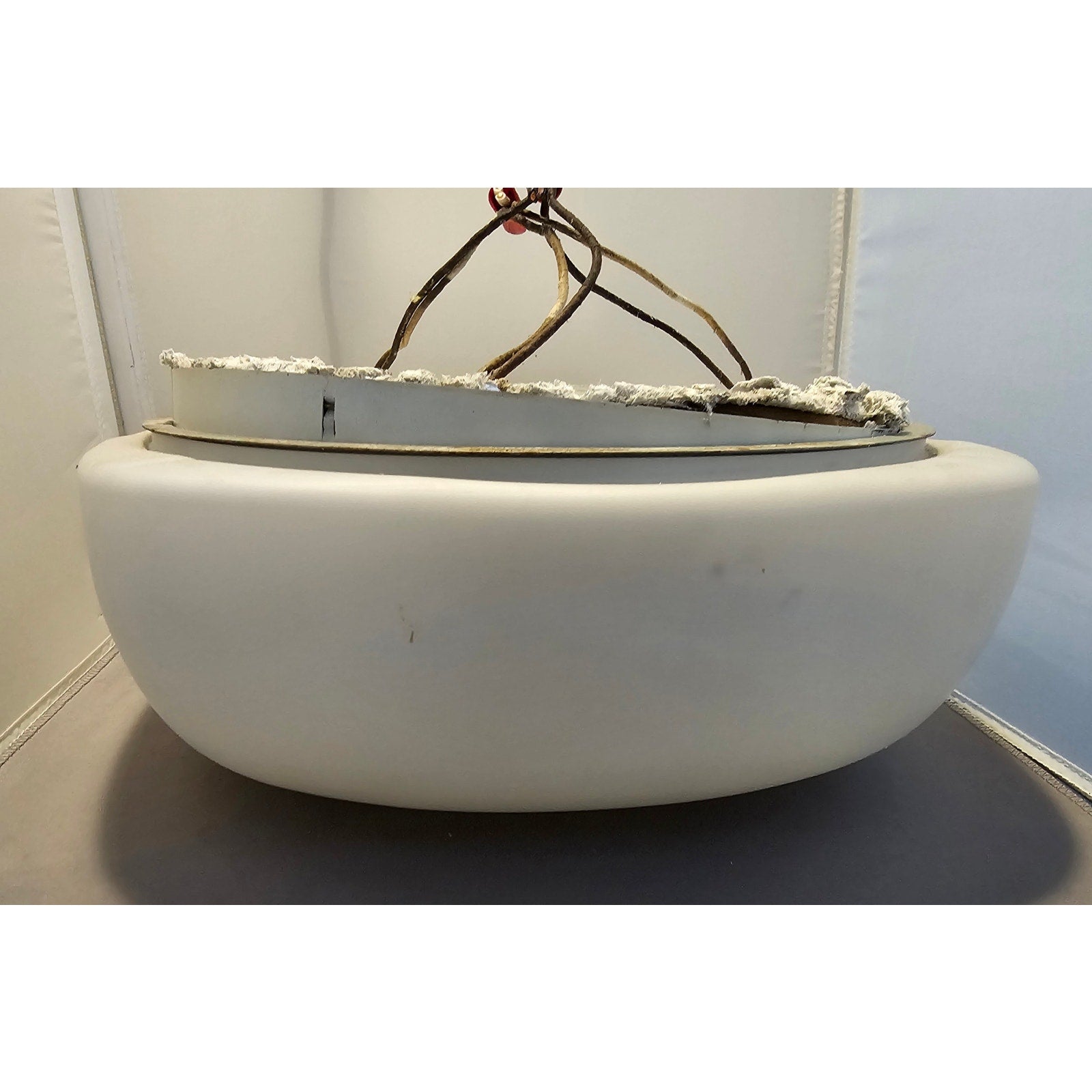 Vintage/Mid Century 3-Lamp 12" Dome Ceiling Light Fixture w/Frosted Glass Lens