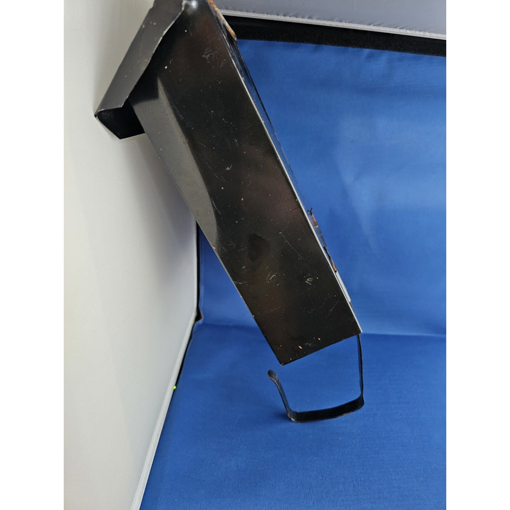 Vintage Black Metal Wall Mount Mailbox w/Emblem and Newspaper Rack Hooks