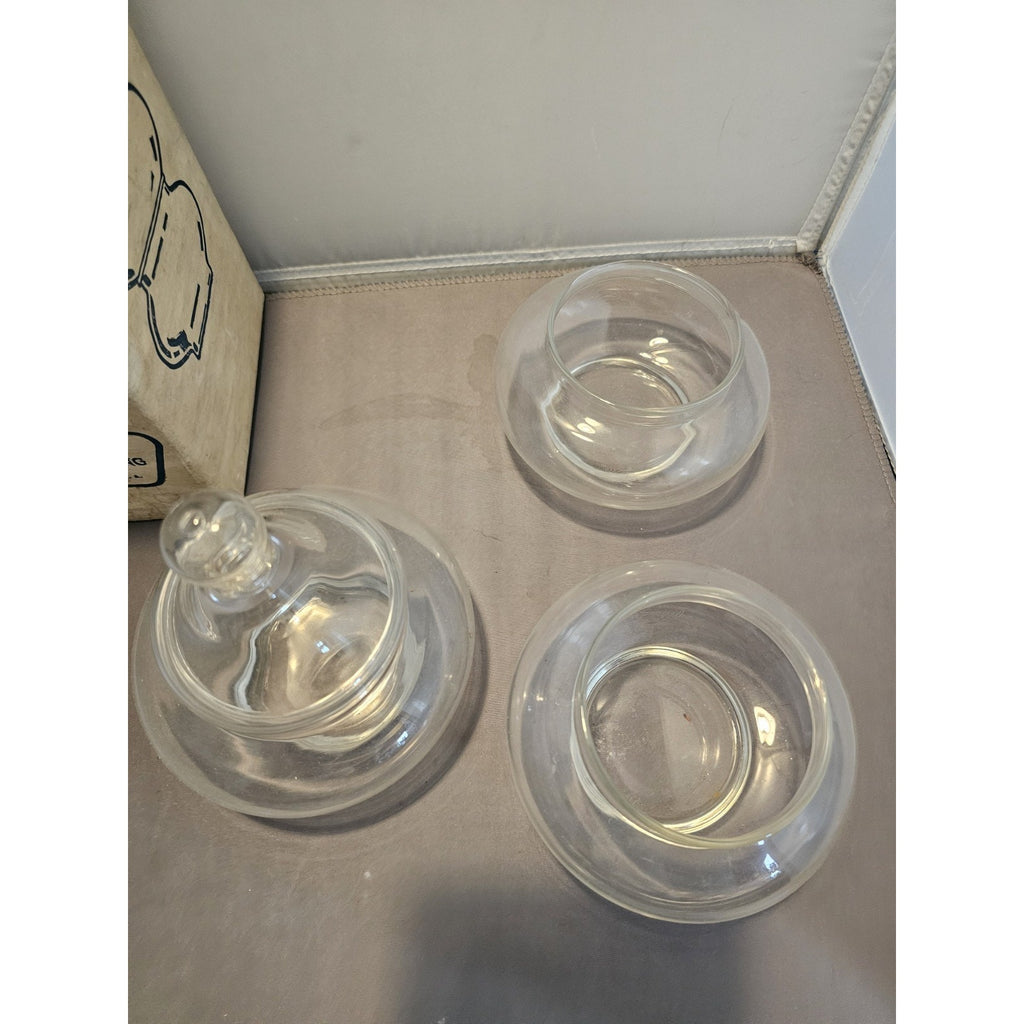 Vintage Anchor Hocking Pagoda 4-pc Stacking Jar Set Crystal Clear w/Box