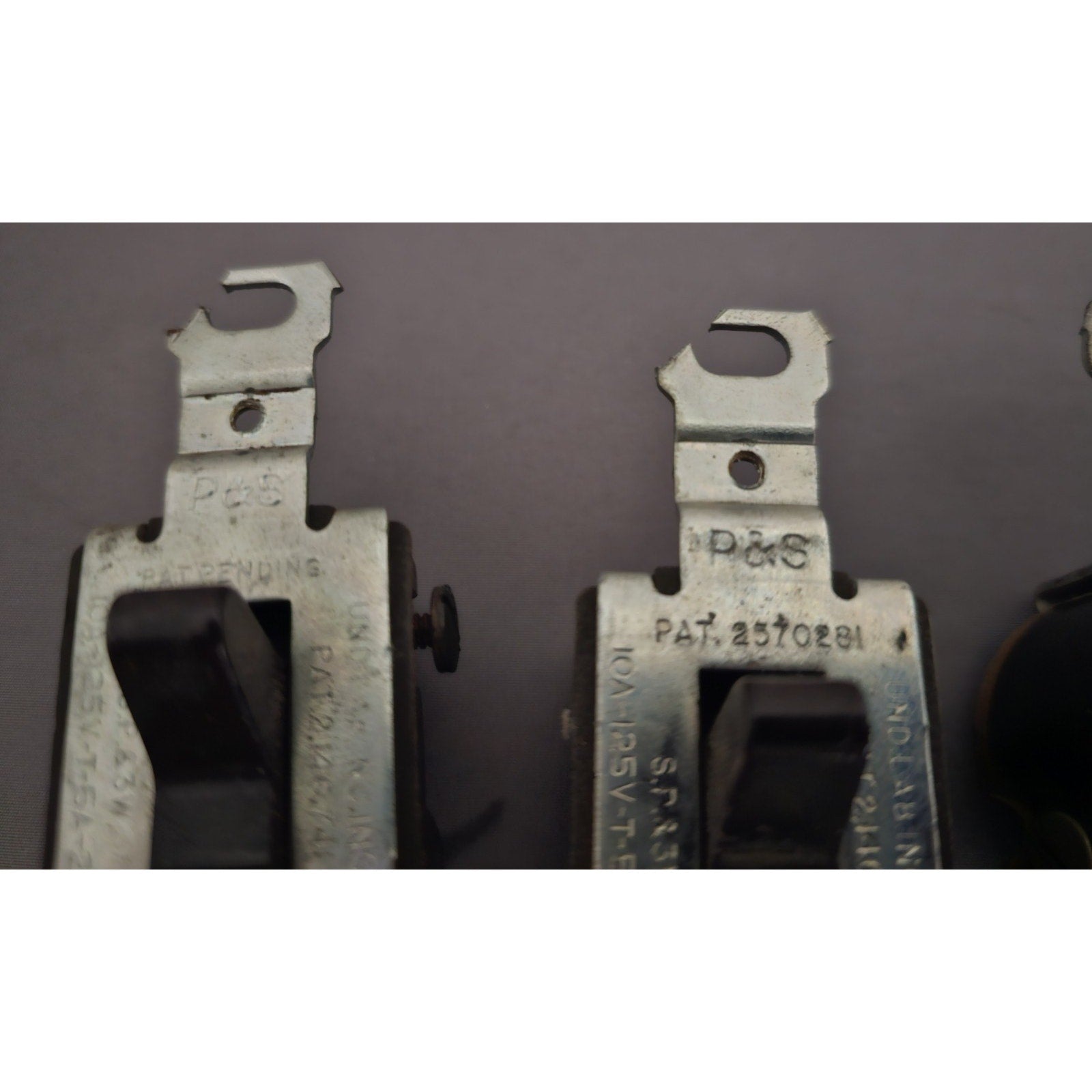 Lot of 4 Vintage Brown Electrical Devices - 2-Light Switches, 1-Outlet, 1- 6-20R