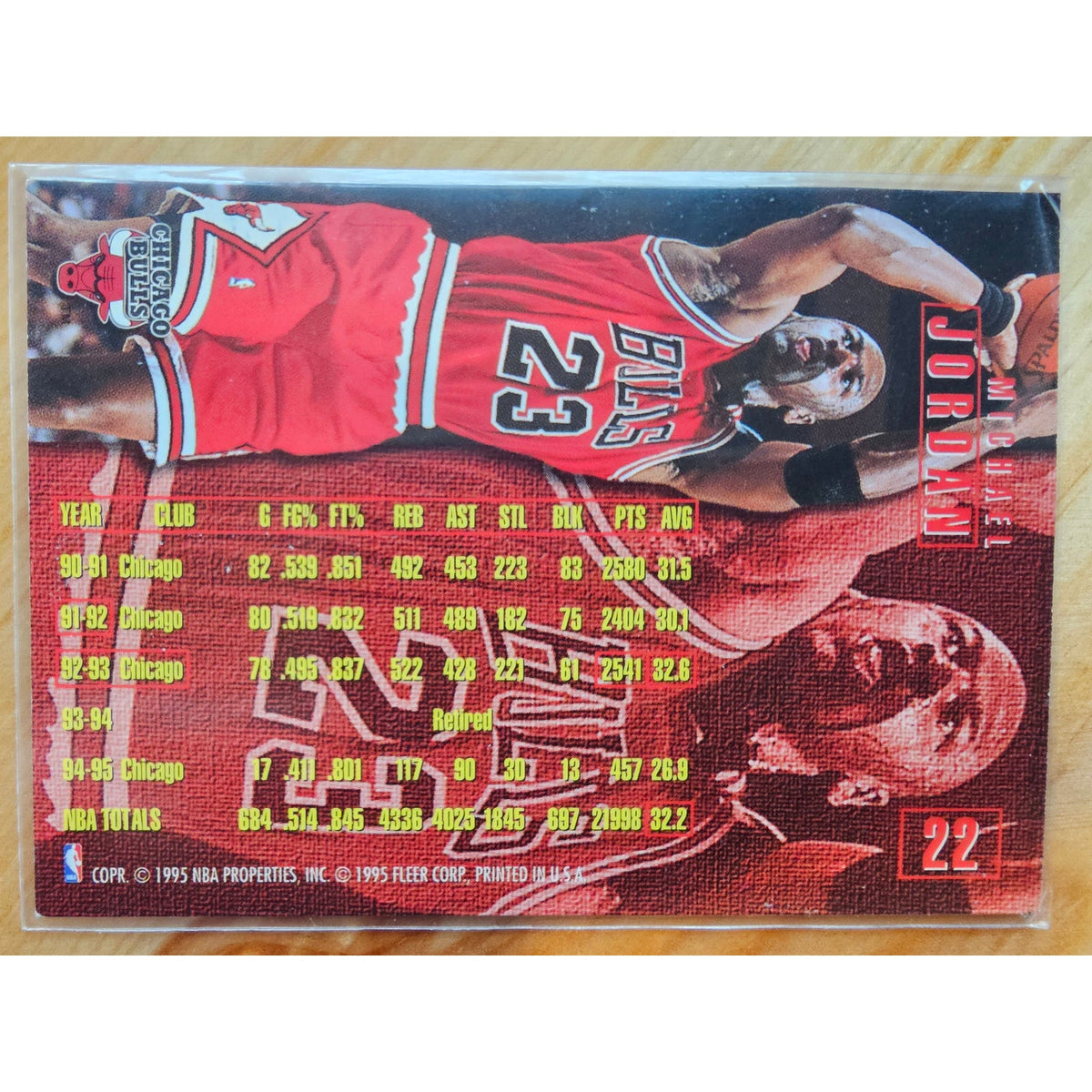 Michael Jordan 1995-1996 Fleer #22 - Chicago Bulls - NBA