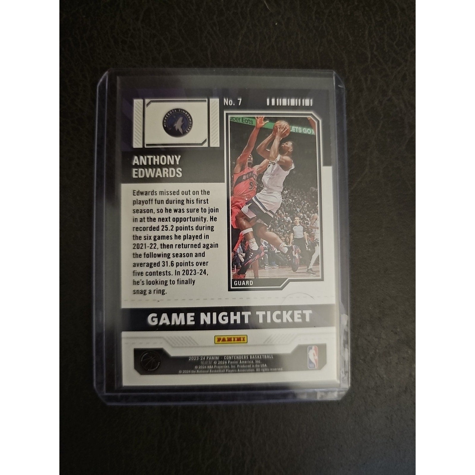 Anthony Edwards 2023-24 Panini Contenders #7 - Game Night - Timberwolves