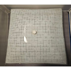 Vintage Mid Century Modern Square Ceiling Light Fixture w/Frosted Glass Lines