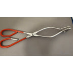 Vintage Ekco 10-1/2" Red Rubble Handle Stainless Steel Tongs - USA