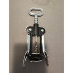 Pedrini Black/Silver Corkscrew Wine Bottle Opener w/Fins - Push Down-Italy-Used