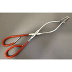 Vintage Ekco 10-1/2" Red Rubble Handle Stainless Steel Tongs - USA