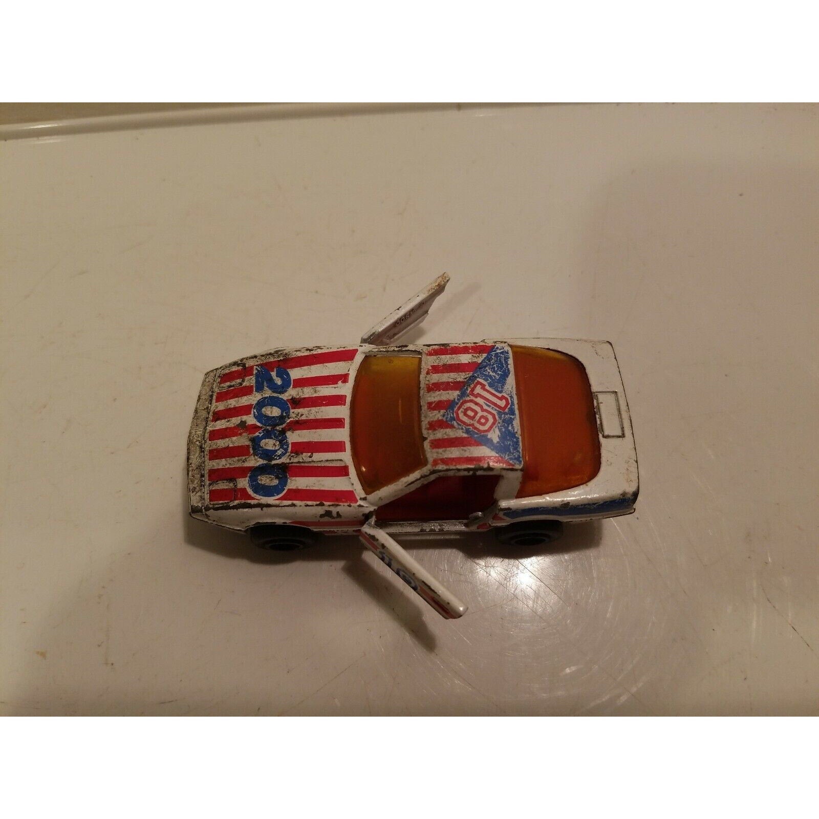 Vintage Majorette Red White Blue Corvette Race Car #18 1:57 Scale #215 268
