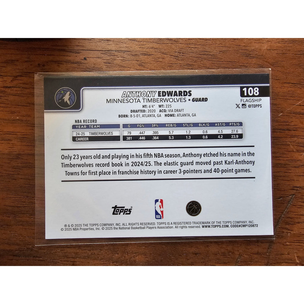 Anthony Edwards 2025-2026 Topps Flagship #108 - Minnesota Timberwolves - NBA