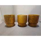 Lot of 3 Vintage/Mid Century Yellow Stackable Floral Coffee Cup/Mug - Japan