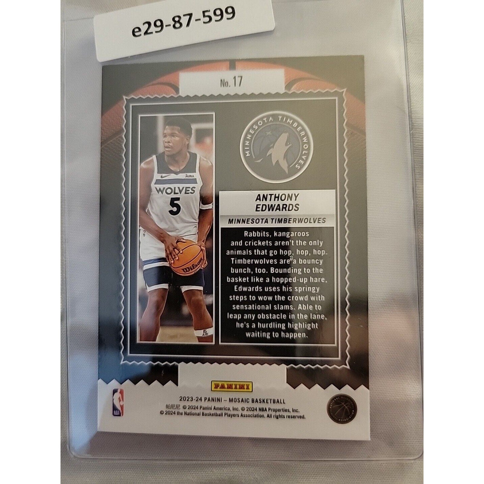 Anthony Edwards 2023-24 Panini Mosaic #17 - Jam Masters - Timberwolves