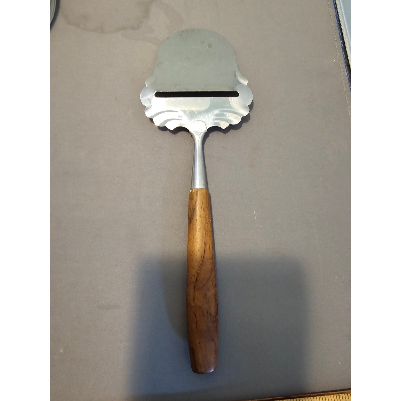 Vintage SPAR Norge Stainless Steel Cheese Slicer/Server - Wood Handle - Norway