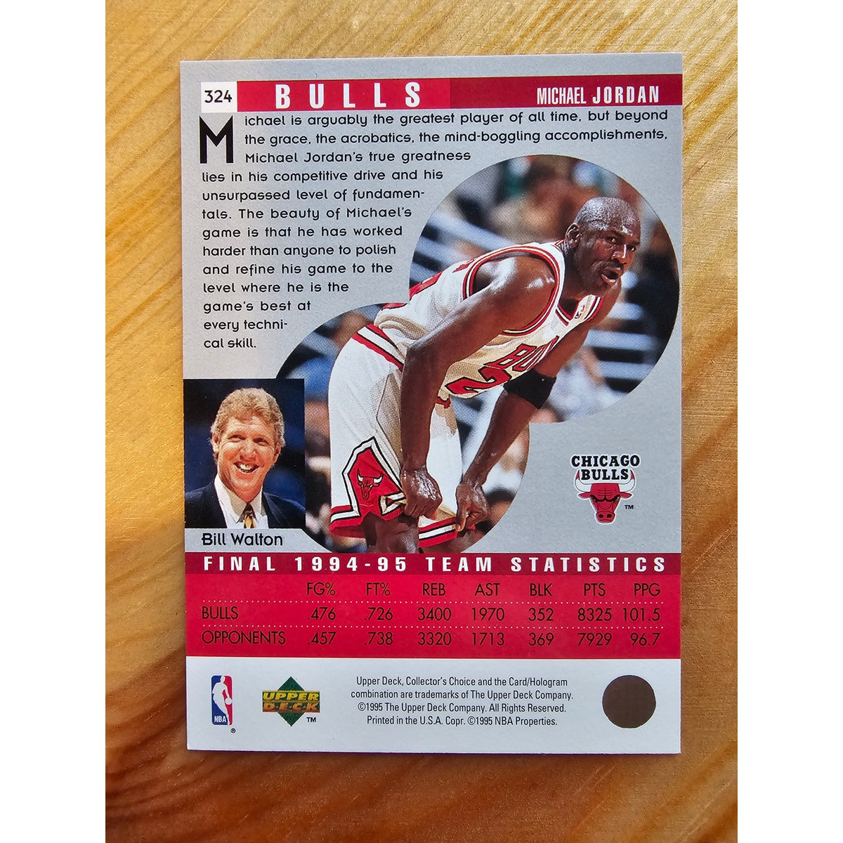 Michael Jordan 1995-1996 Upper Deck #324 Player's Club - Chicago Bulls - NBA