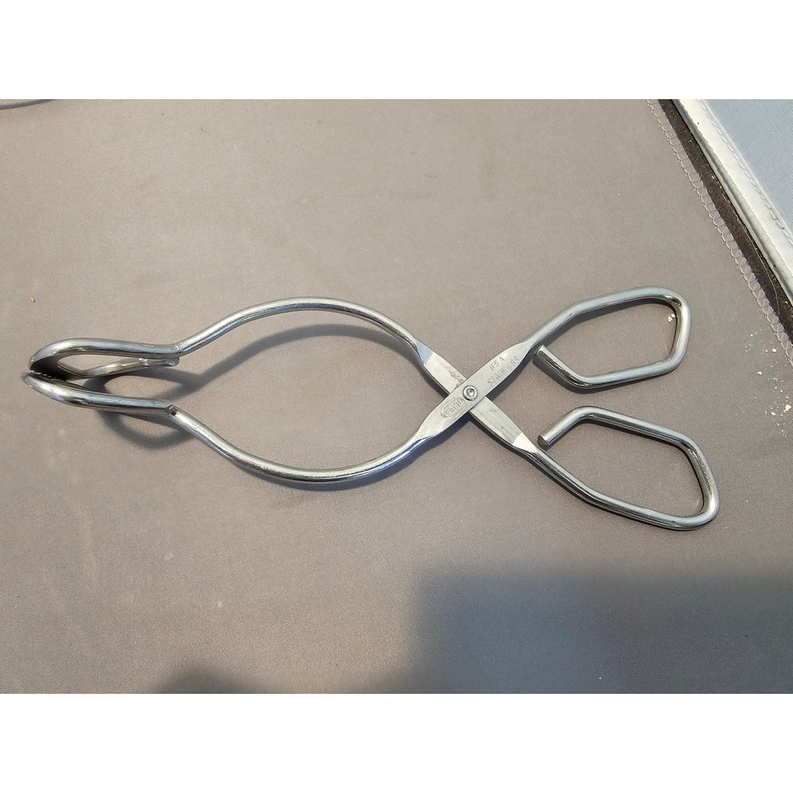 Vintage Ekco 7-3/4" (inch) Stainless Steel Tongs - USA