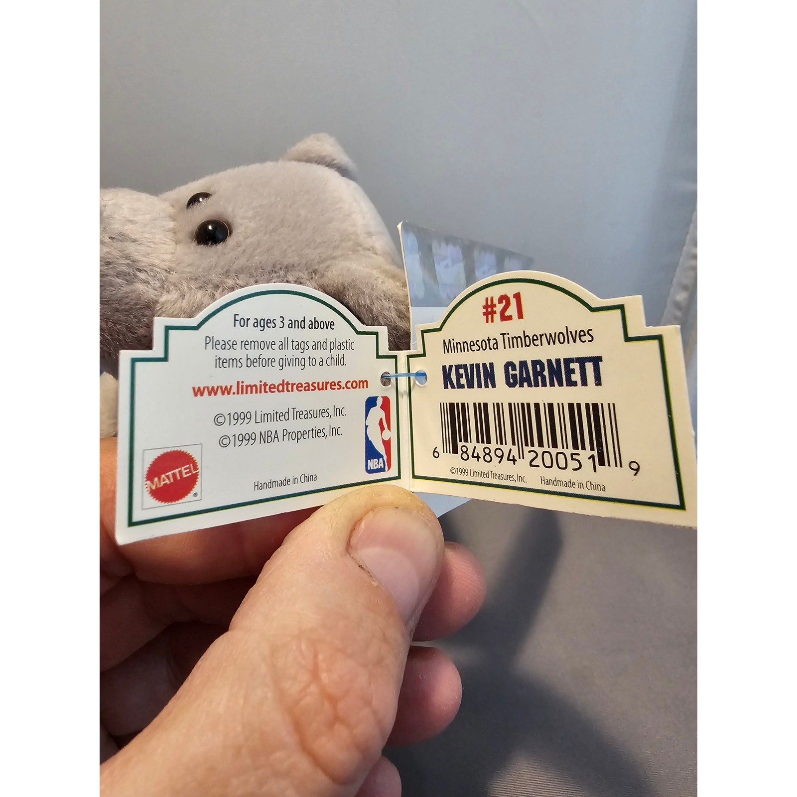 1999 Mattel Minnesota Timberwolves Kevin Garnett 21 Collectible Bear NBA License