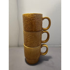 Lot of 3 Vintage/Mid Century Yellow Stackable Floral Coffee Cup/Mug - Japan
