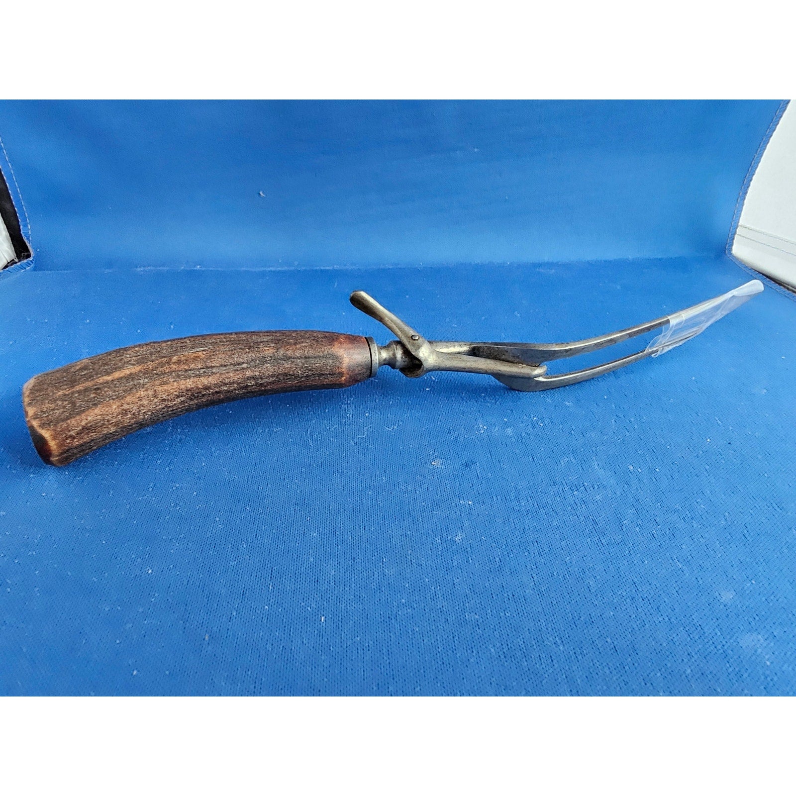 Vintage 2-Prong Meat Carving Fork w/Antler Handle - 12” Length