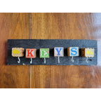 Custom Made Key Holder Out Of Children's Toy Building Blocks w/Letters and Car
