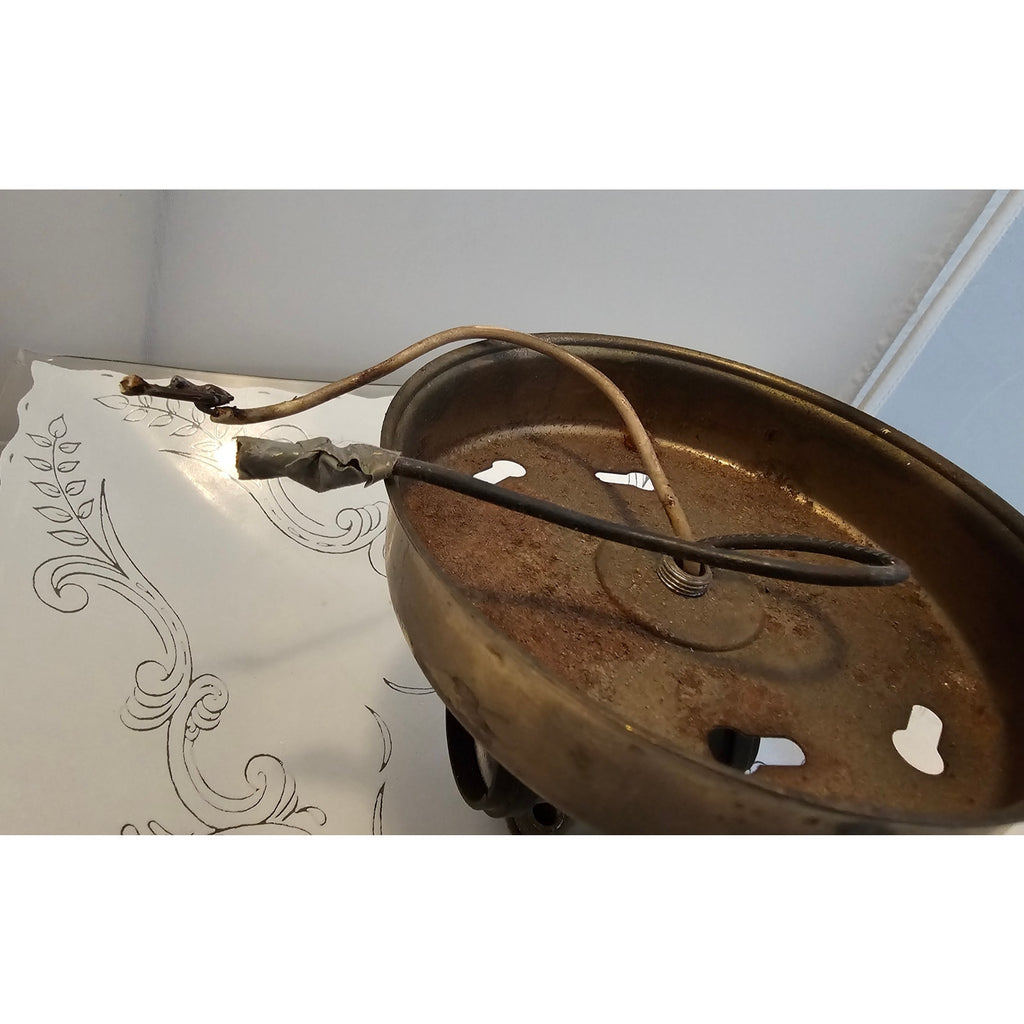 Vintage Mid Century Modern Square Ceiling Light Fixture w/Frosted Glass Floral