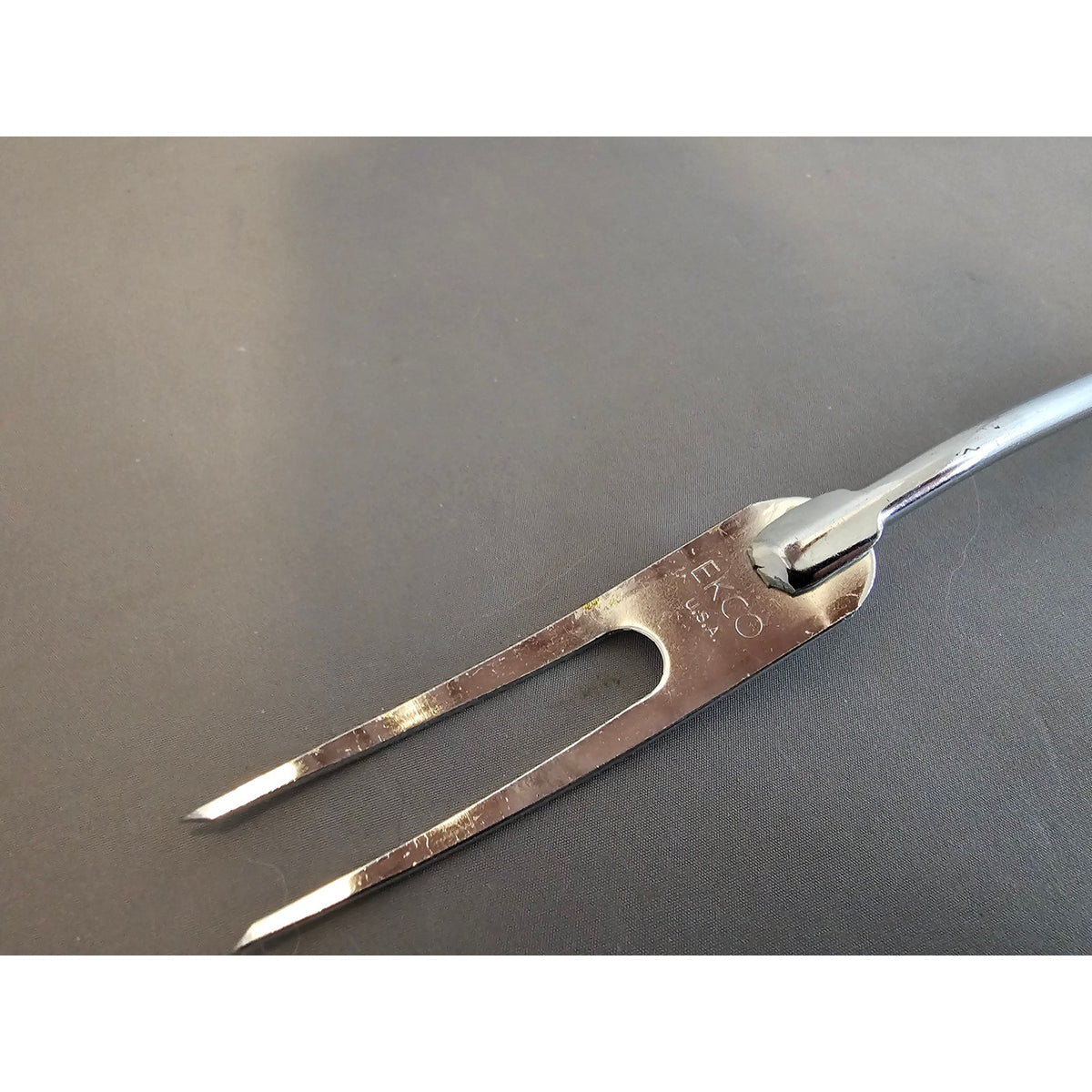 Vintage Ekco 2-Prong Serving Fork w/Black Plastic Handle - 12-1/2” Length - USA