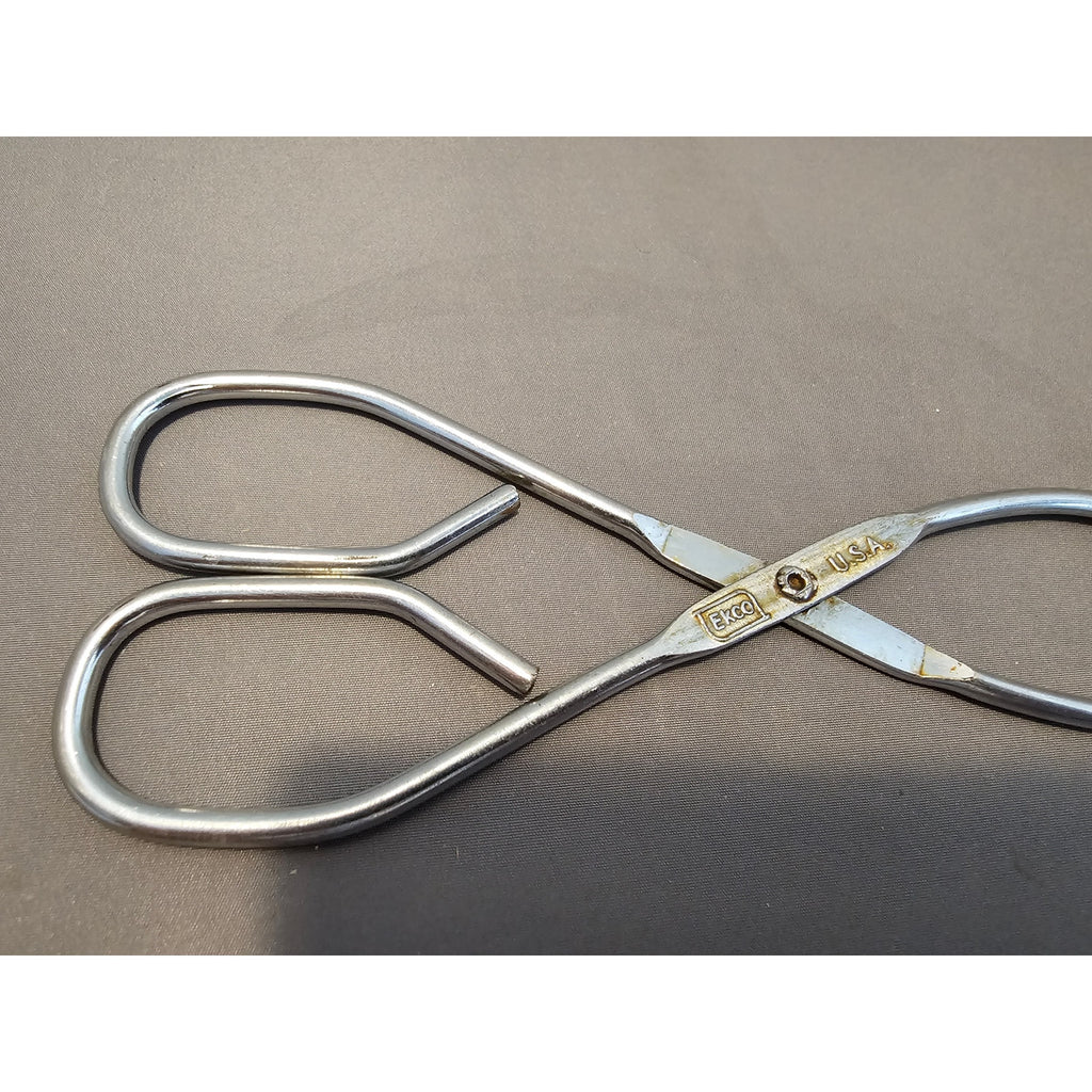Vintage Ekco 8" (inch) Angled Stainless Steel Tongs - USA
