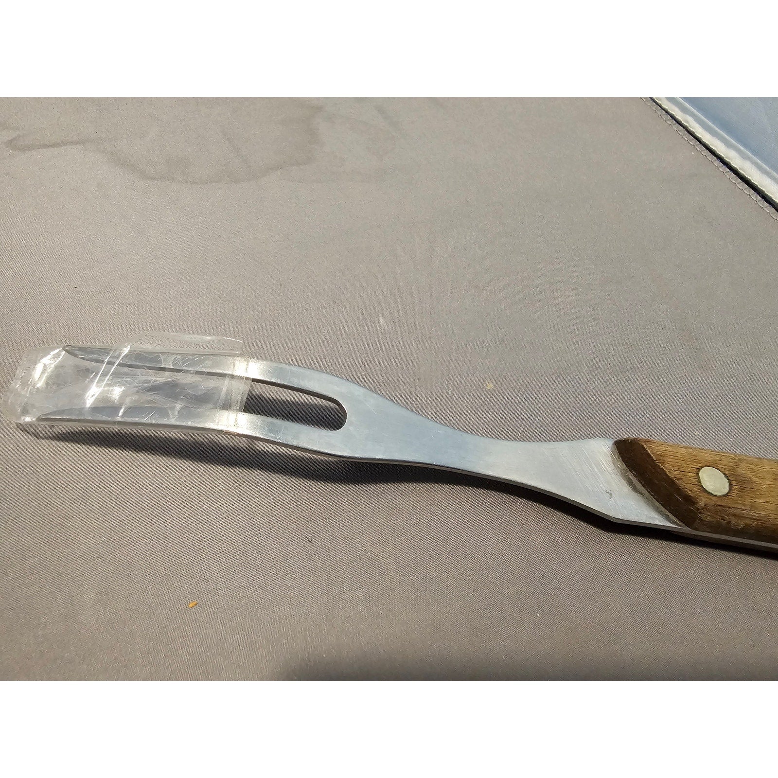 Vintage 2-Prong Stainless Carving/Serving Fork w/Wood Handle - 10-1/2" Long