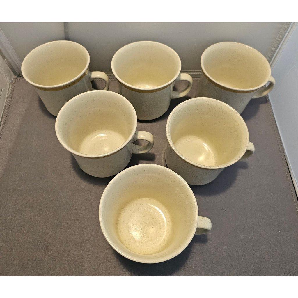 Lot of 6 Vintage Garden Festival Stoneware Beige/Yellow Coffee Cup/Mug - Japan