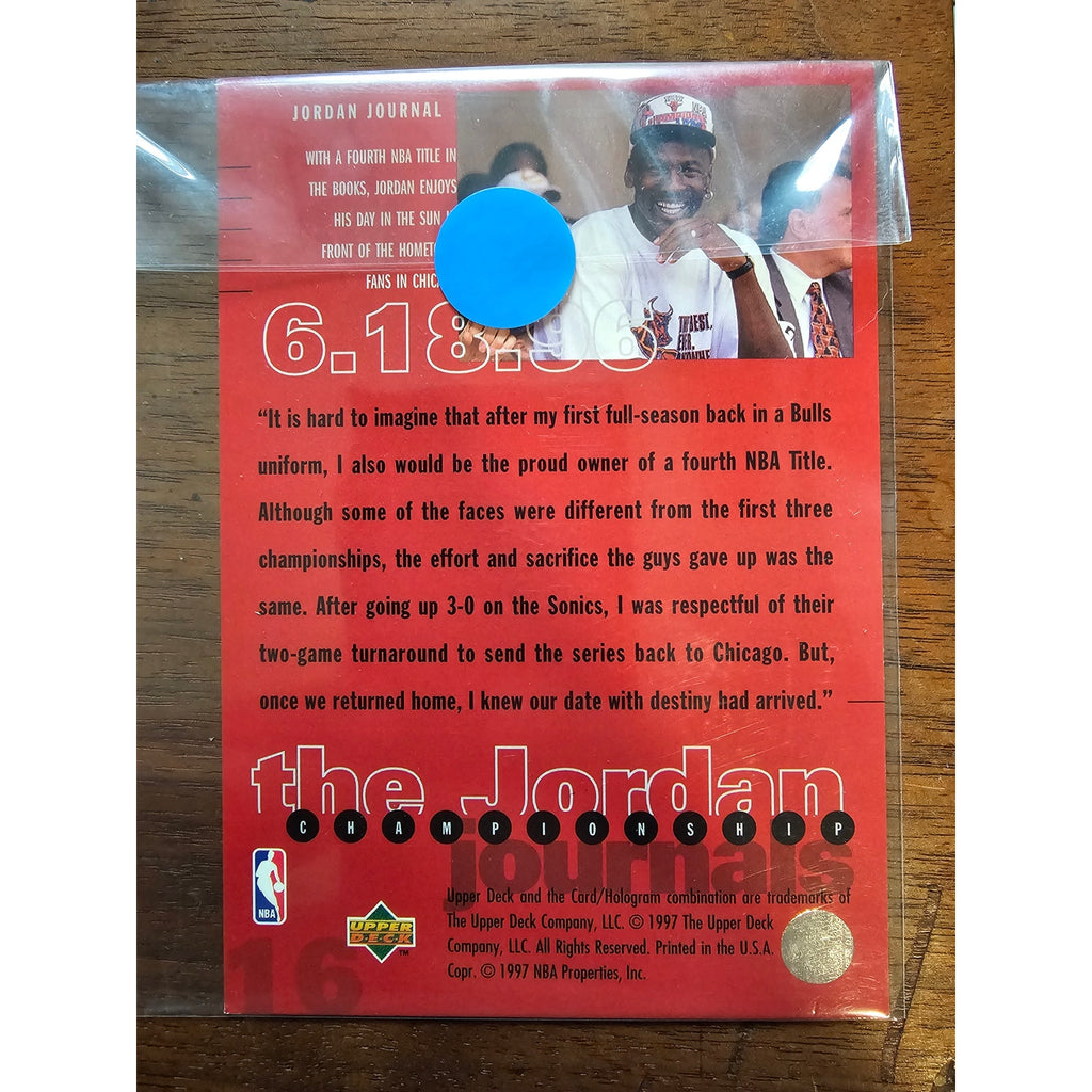Michael Jordan 1997 Upper Deck #16 - Championship Journals - NBA - Jumbo