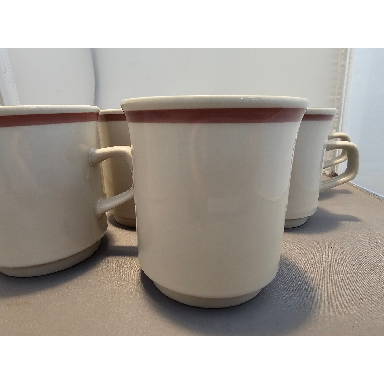 Lot of 7 Vintage Beige & Brown Cafe Style Coffee Cup/Mug - Japan