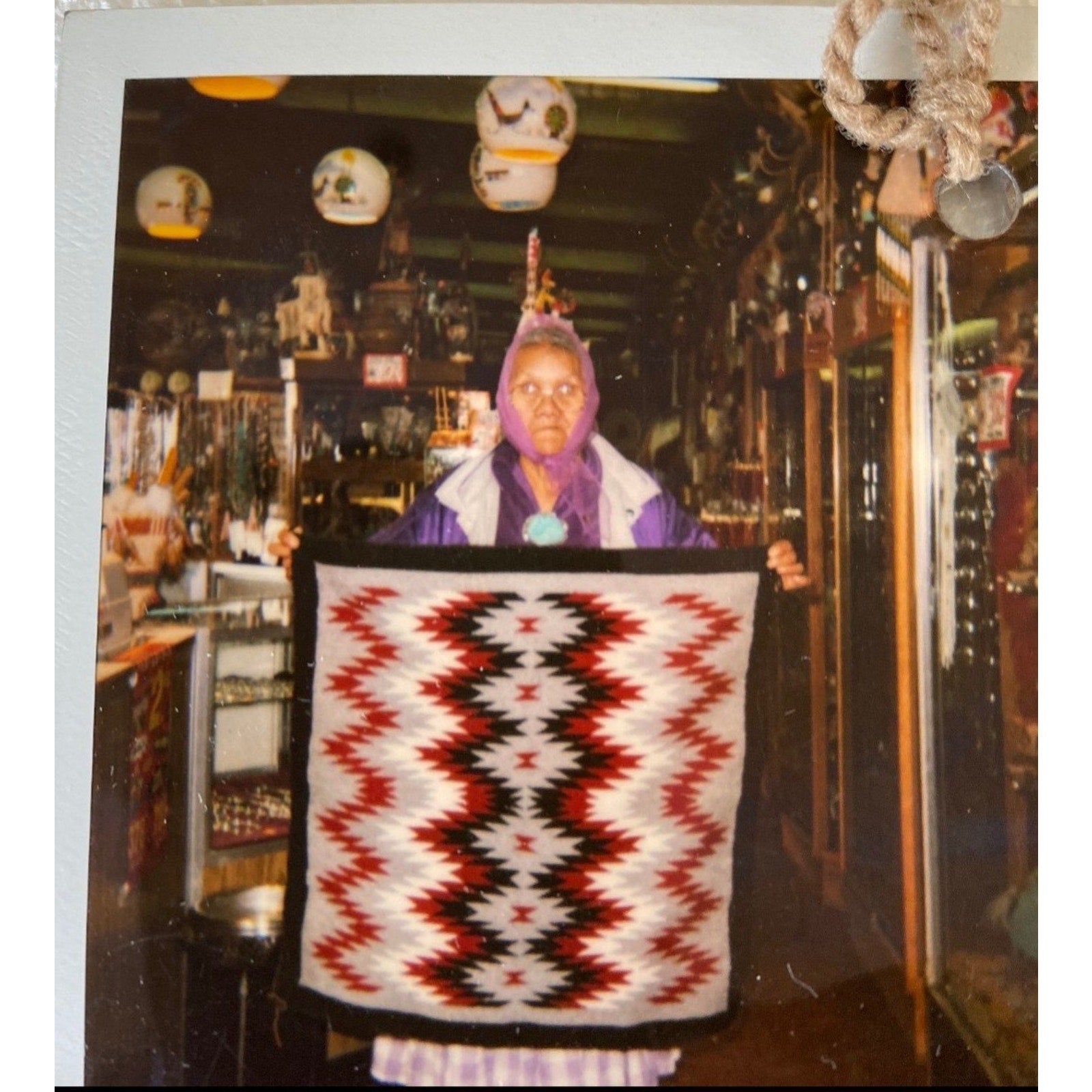 Vintage Navajo 100% Handwoven Wool Rug - 30-1/2" Square - Indian Ruins Store AZ