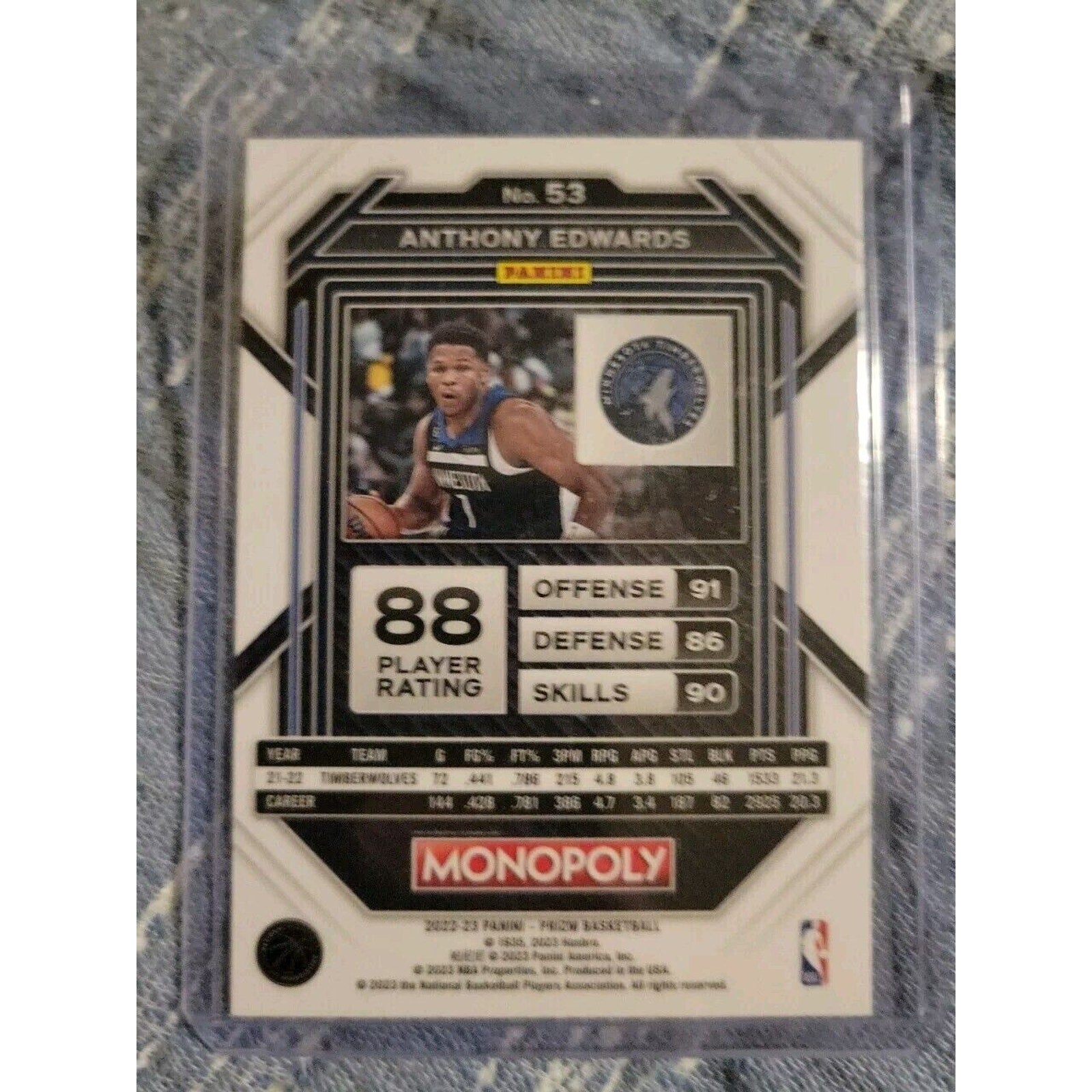 Anthony Edwards 2022-23 Panini Prizm Monopoly #53 - Minnesota Timberwolves