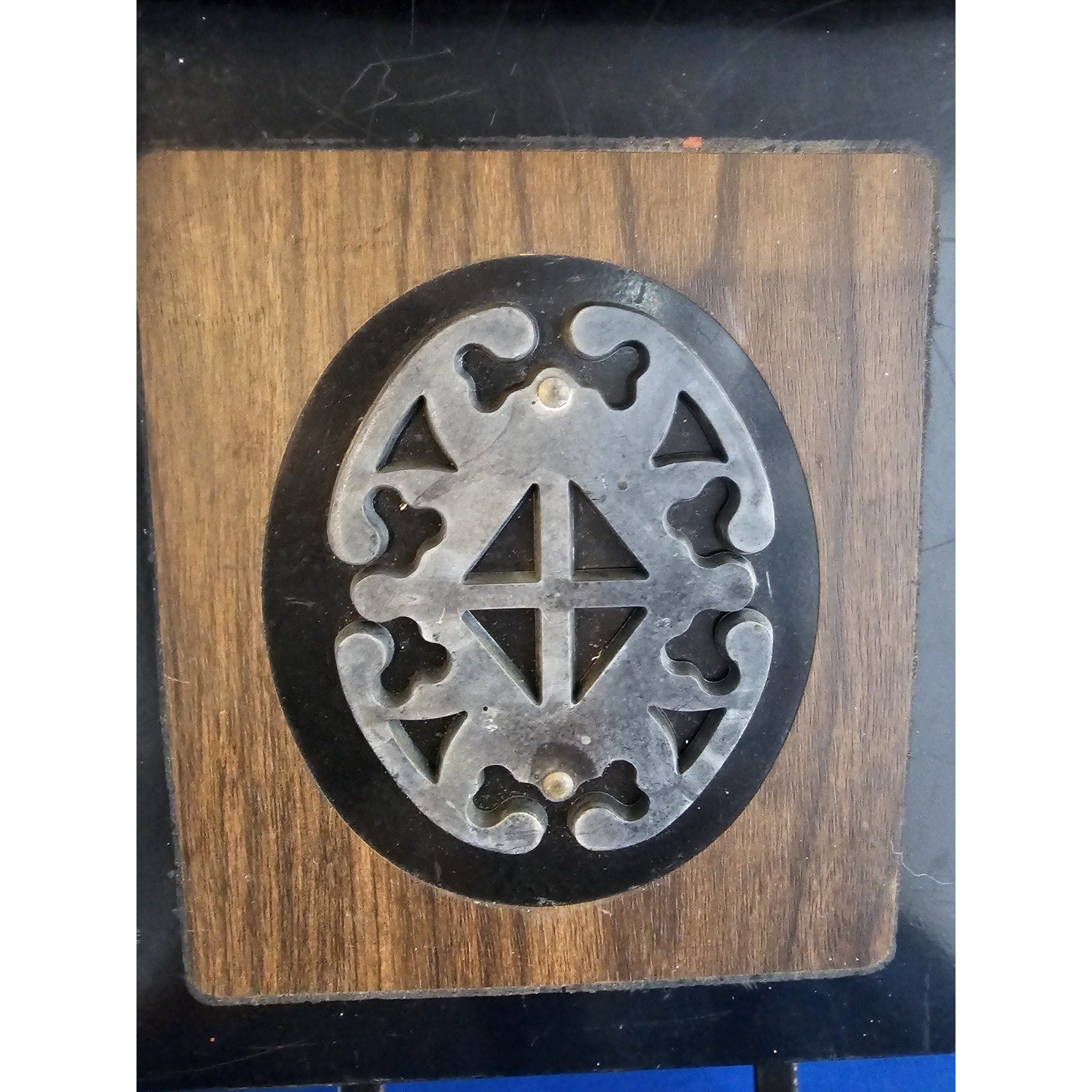 Vintage Black Metal Wall Mount Mailbox w/Emblem and Newspaper Rack Hooks