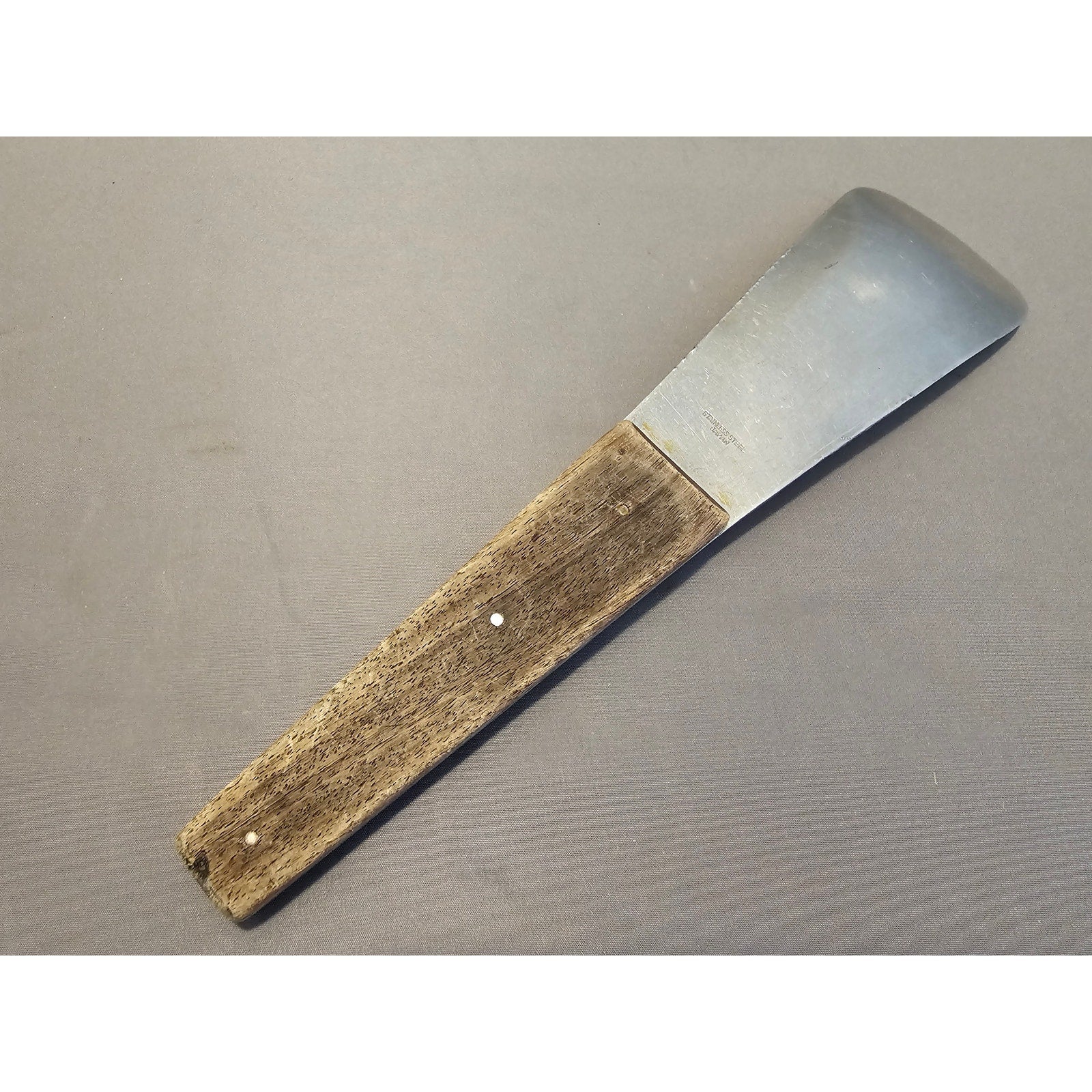 Vintage Stainless Steel 9-1/2" Ice Cream Scoop w/Rivet Wood Handle - Japan