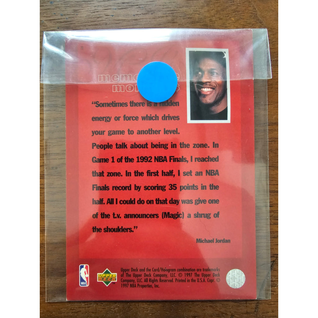 Michael Jordan 1997 Upper Deck #23 - Memorable Moments - Bulls - NBA - Jumbo