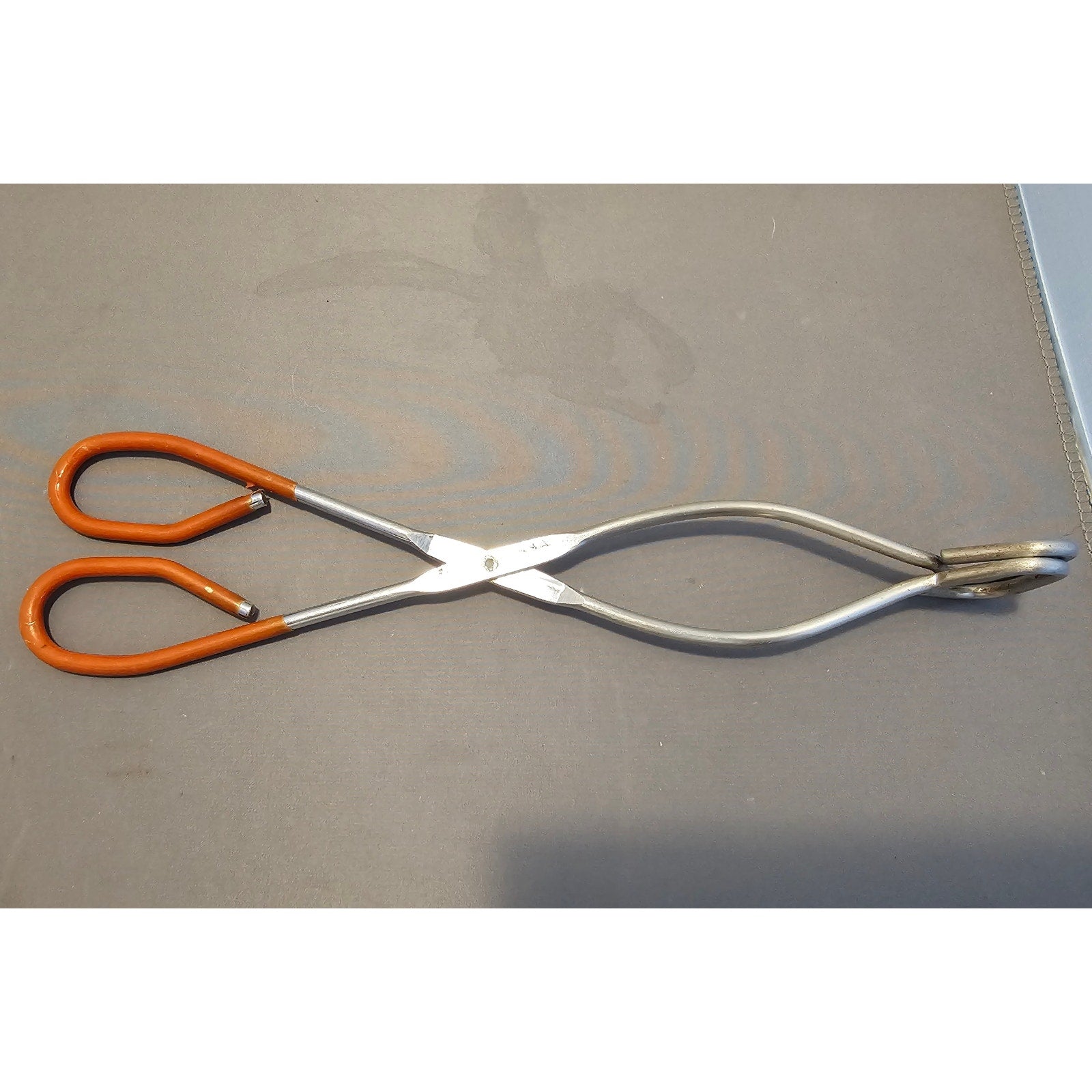 Vintage Ekco 10-1/2" Red Rubber Handle Stainless Steel Tongs - USA