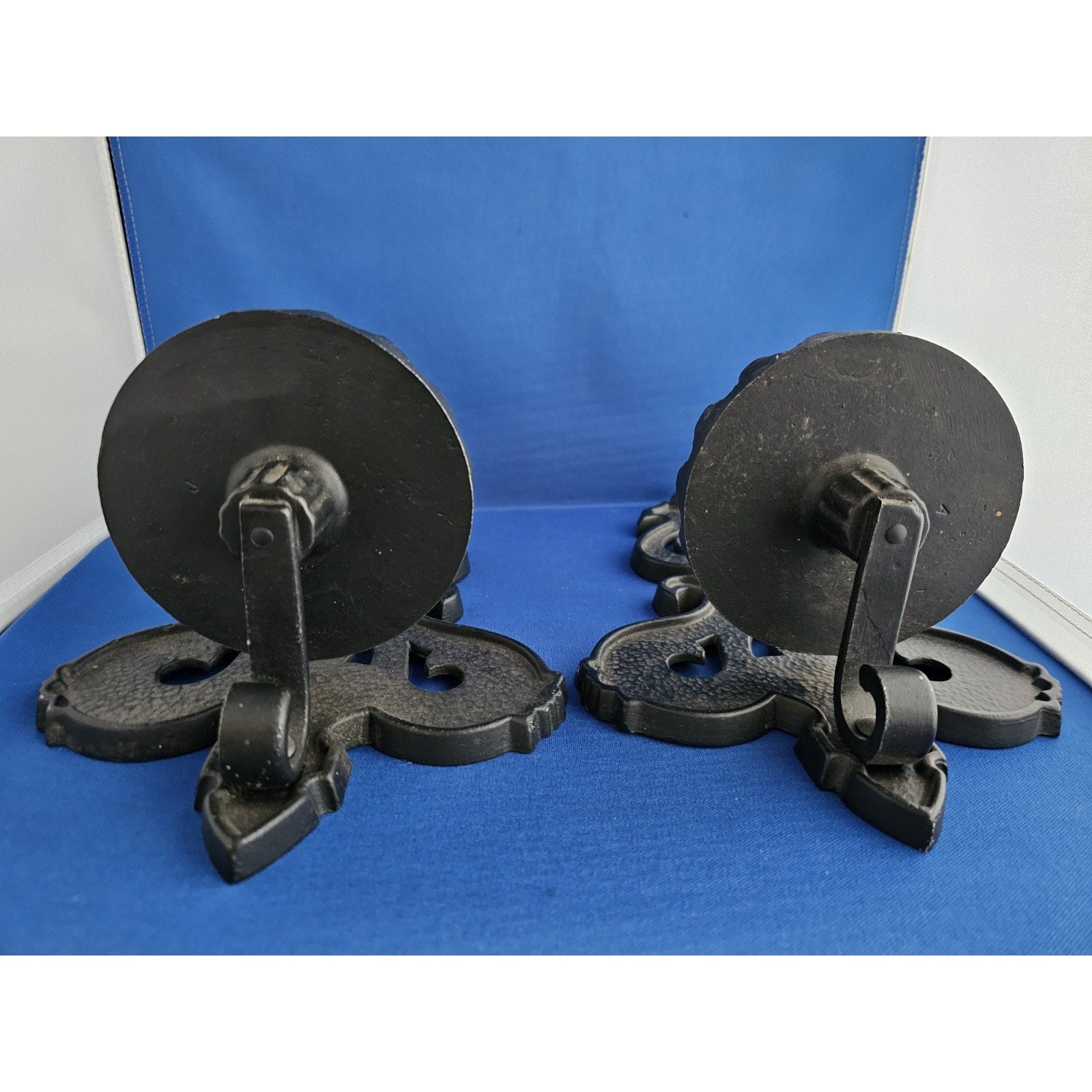 Pair of Vintage Homco #1386 - Black Metal Wall Decor Candle Holders