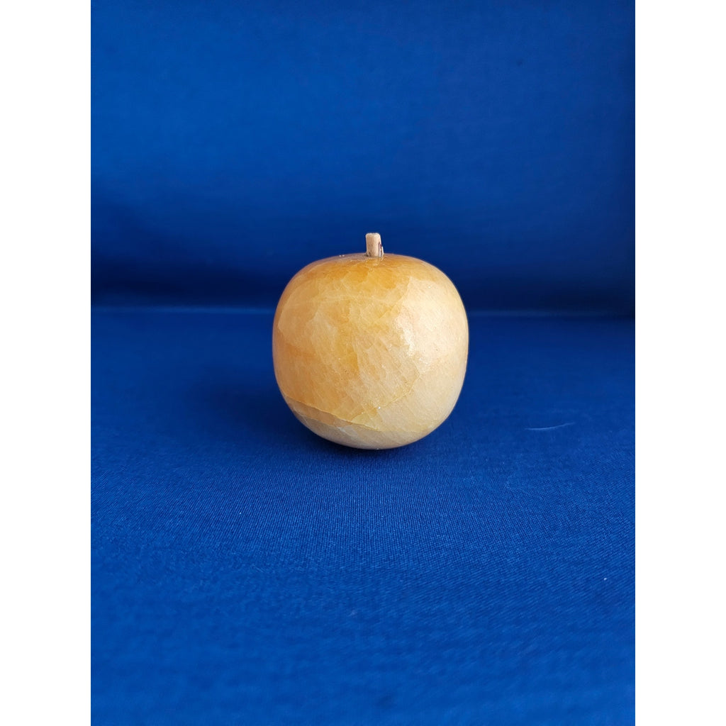 Vintage Alabaster Marble Carved Stone Fruit - Medium 2-1/2" tall - Apple Yellow