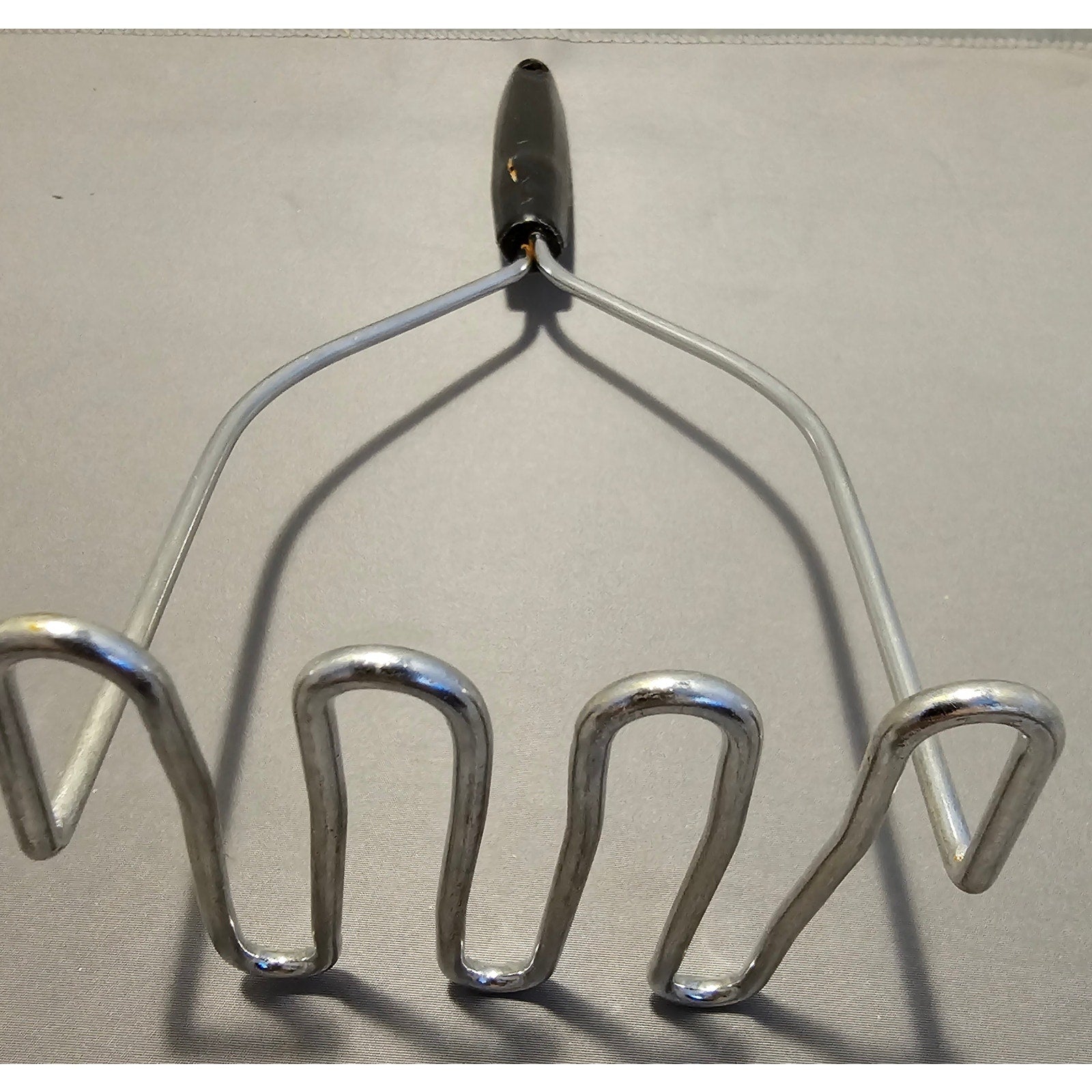 Vintage 10-1/2" L x 4" W Potato Masher w/Black Plastic Handle