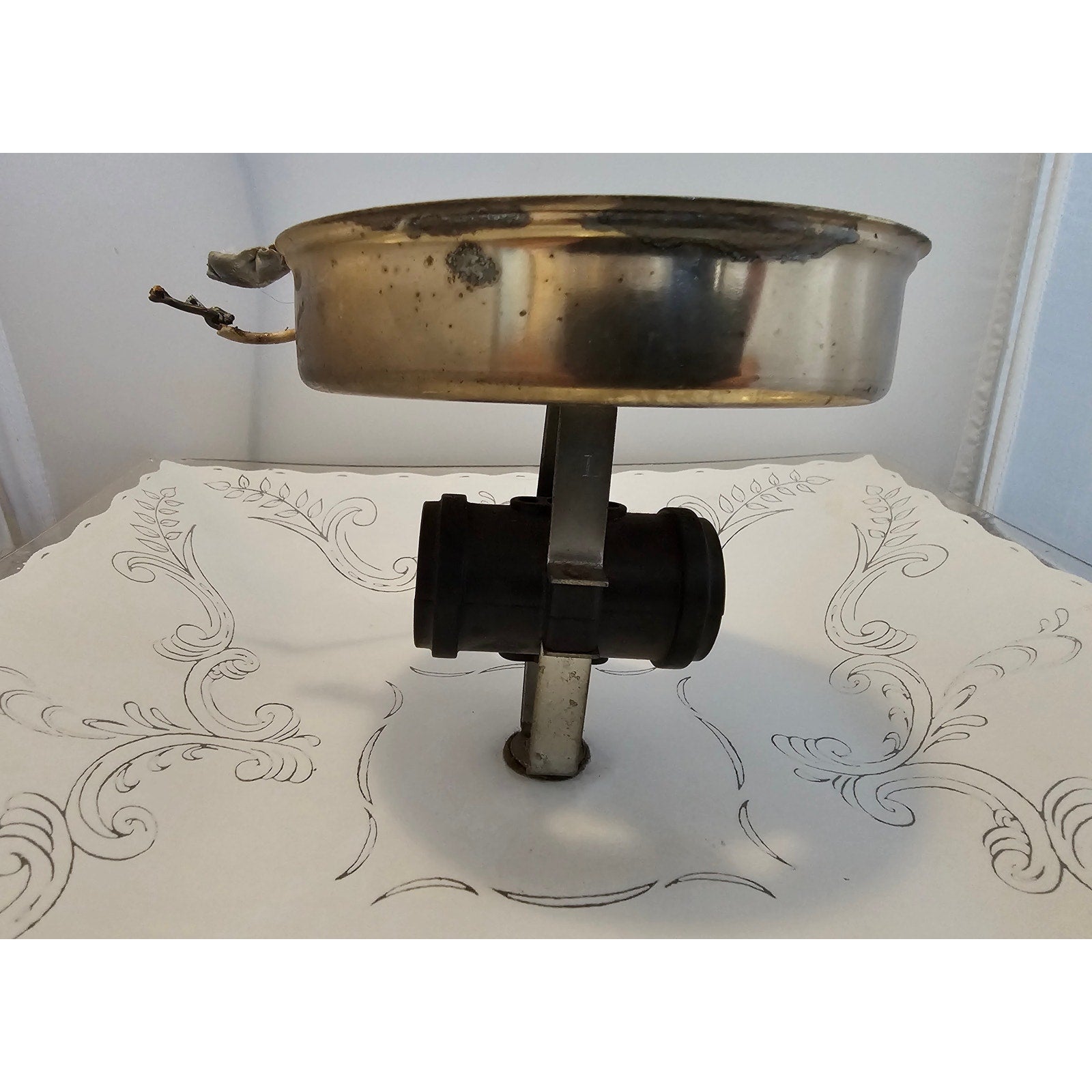 Vintage Mid Century Modern Square Ceiling Light Fixture w/Frosted Glass Floral