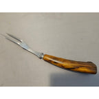 Vintage 2-Prong Stainless Steel Meat Carving Fork w/Antler Handle - 10” Length