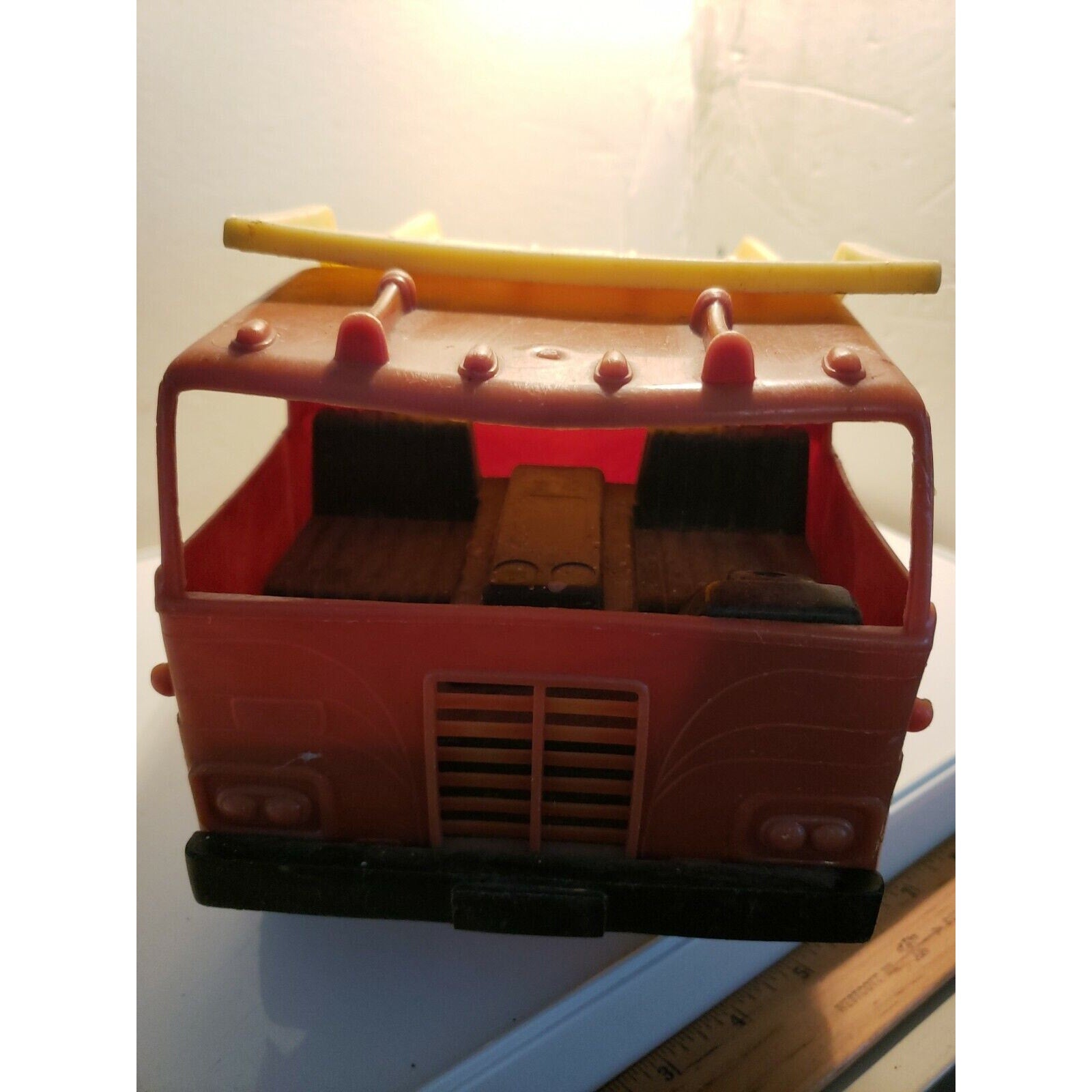Vintage Gay Toys 12" plastic Dump Truck 620 brown/yellow Goodyear Tracker