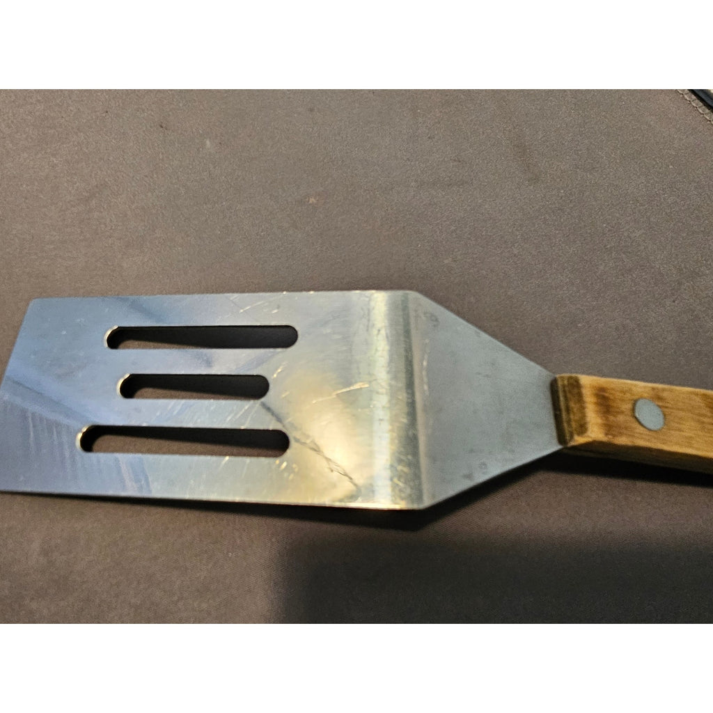 The Pampered Chef - Mini Stainless Steel Slotted Spatula w/Wood Handle 8"
