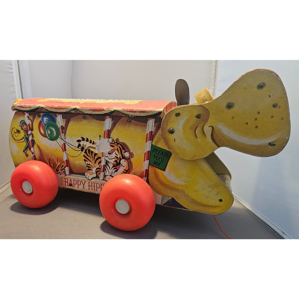 Vintage 1962 Fisher-Price #151 Happy Hippo - Pull Toy