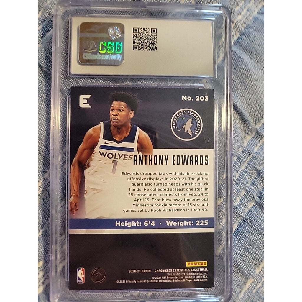 Anthony Edwards 2020-21 Panini Chronicles Essentials #203-Rookie -White -CGS 9