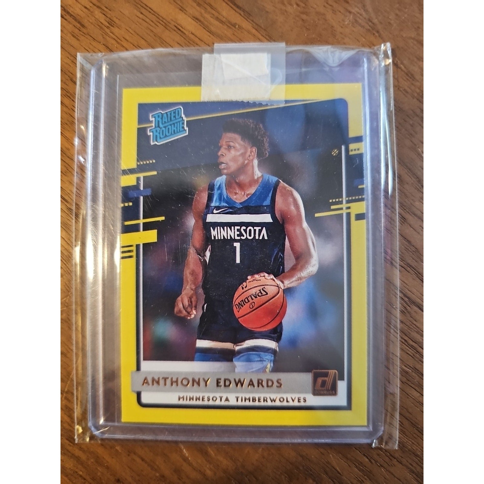 Anthony Edwards 2020-21 Panini Donruss #201 - Rated Rookie - Yellow Flood (RC)
