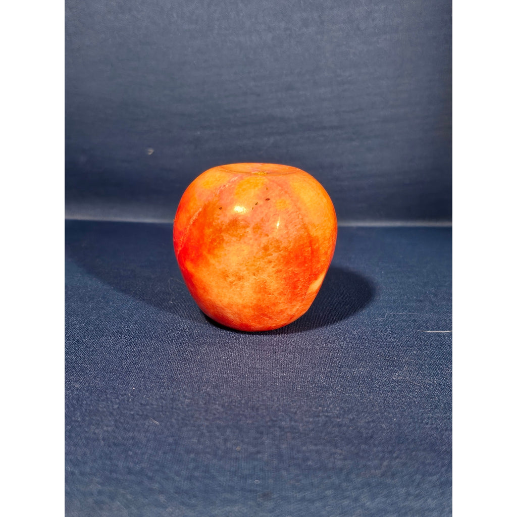 Vintage Alabaster Marble Carved Stone Fruit - Medium 2" tall - Apple Red